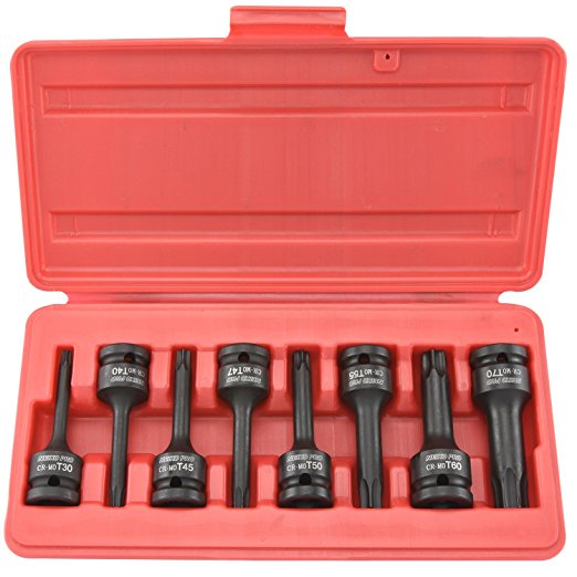 Neiko 01138B 1/2" Drive Torx Driver Impact Socket Set, Chrome-Molybdenum Steel | 8 Piece Set