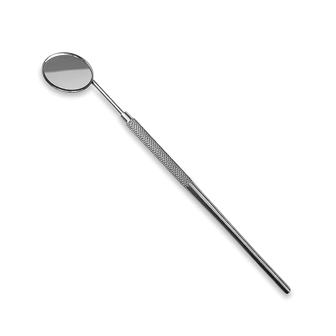 Stainless Steel Dental Mirror #5 with Handle 6.5", Dentist Tool for Teeth Cleaning Inspection, Eyelash Extensions Mirror, Inspect Instrument for Makeup