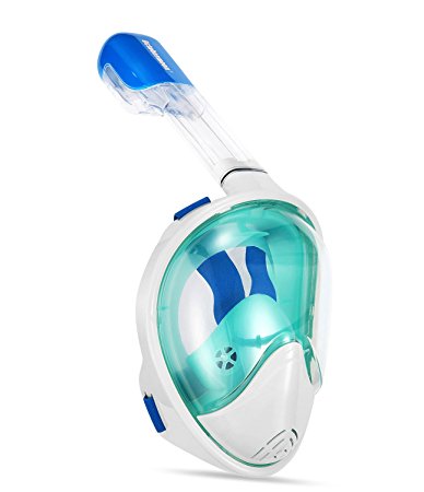 Octobermoon 180°Full view Panoramic Snorkel Mask-Full Face snorkeling Design.with anti-fog and anti-leak Technology,See More water world With Larger Viewing Area