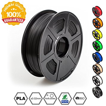 3D Printer Filament PLA Black-PLA Filament 1.75 mm SUNLU,Low Odor Dimensional Accuracy  /- 0.02 mm 3D Printing Filament,2.2 LBS (1KG) Spool 3D Printer Filament for 3D Printers & 3D Pens,Black