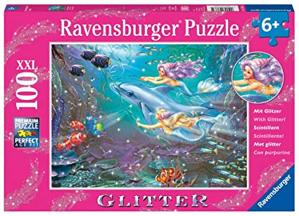 Ravensburger -Little Mermaids - 100 Piece Glitter Jigsaw Puzzle for Kids – Every Piece is Unique, Pieces Fit Together Perfectly