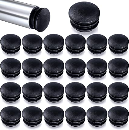 ANCIRS 25 Pack 25mm Dia Round Plastic End Caps for Tube Pipe Protector, Chair End Caps Cover,Tubing Plug Cap, Post End Insert for Table Furniture Legs Glide Prevention-Black