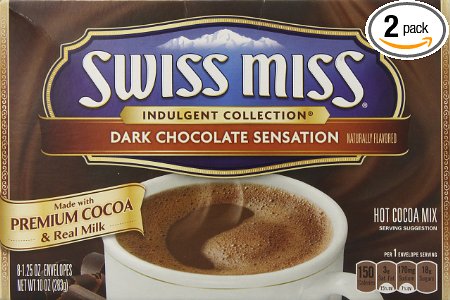 Swiss Miss, Dark Chocolate Sensation, Hot Cocoa Mix, 8 Count, 10oz Box (Pack of 2)