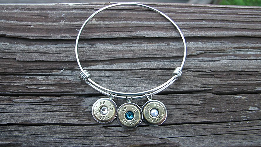 Stainless Steel Expandable Bullet Bangle with Birthstones