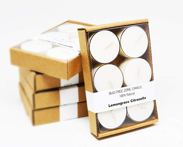 5 packs of 6 Lemongrass Citronella Bug-Free Zone 100% Natural Mosquitoes Repellent Outdoor Soy Candle Tea Lights - Free Domestic Shipping