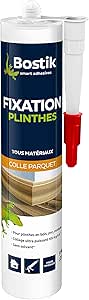 Bostik Colle de Fixation pour Plinthe en Bois, PVC et Medium – Colle Mastic Acrylique pour Parquets – Usage Intérieur – Prise Immédiate – Sans Solvant – Blanc – Cartouche 310 ml