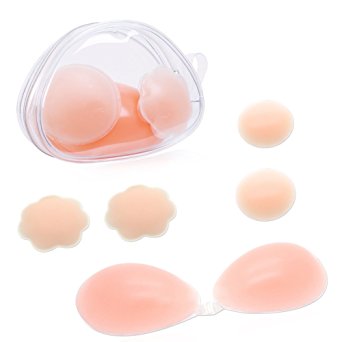 Dresstells® 3pc Invisible Adhesive Strapless Breast Push up Bra Pad   Nipple Pasties Underwear Bag