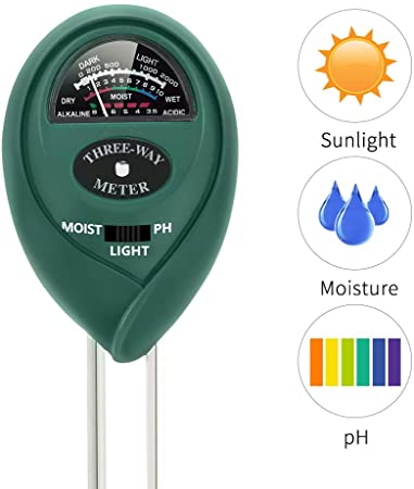 TG 3-in-1 Soil Test Kits Moisture/Light/PH Meter Soil Tester for Garden, Lawn, Indoor & Outdoor, No Battery Needed, Green