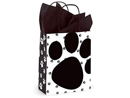 Pooch's Paw Doggie Print Paper Medium Shopper Gift Bag - Quantity of 5