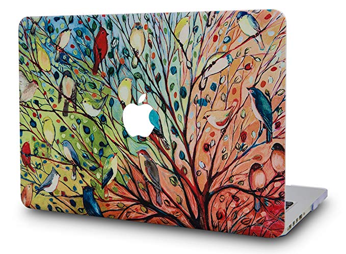 KEC Laptop Case for MacBook Pro 13" (2018/2017/2016) Plastic Hard Shell Cover A1989/A1706/A1708 Touch Bar (Colorful Birds)