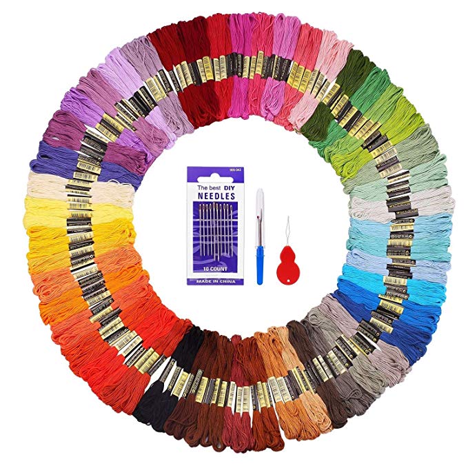 Fuyit Embroidery Floss 144 Skeins Cross Stitch Threads for Friendship Bracelets Floss Crafts Floss with Free Needle Threader Untwist Tool (48 Color)