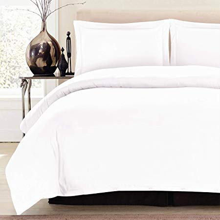 Lux Decor Collection Duvet Cover Set, 1800 Count Egyptian Quality King Soft Premium Bedding Collection, 3 Piece Luxury Soft, 2 Pillow Shams (White, Full/Queen)