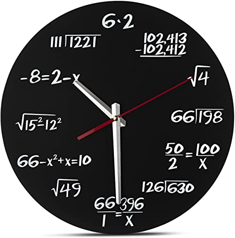 Decodyne Math Clock - Unique Wall Clock - Each Hour Marked By a Simple Math Equation