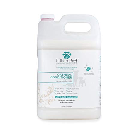 Lillian Ruff Dog Oatmeal Conditioner - Safe for Cats - Lavender Coconut Scent for Itchy Dry Skin with Aloe - Soothe Skin Irritation and Relieve itching