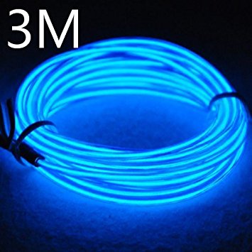 Lychee Neon Light El Wire Battery Pack for Parties,with Battery Box Kit With 3 Modes(9ft 3M Blue)