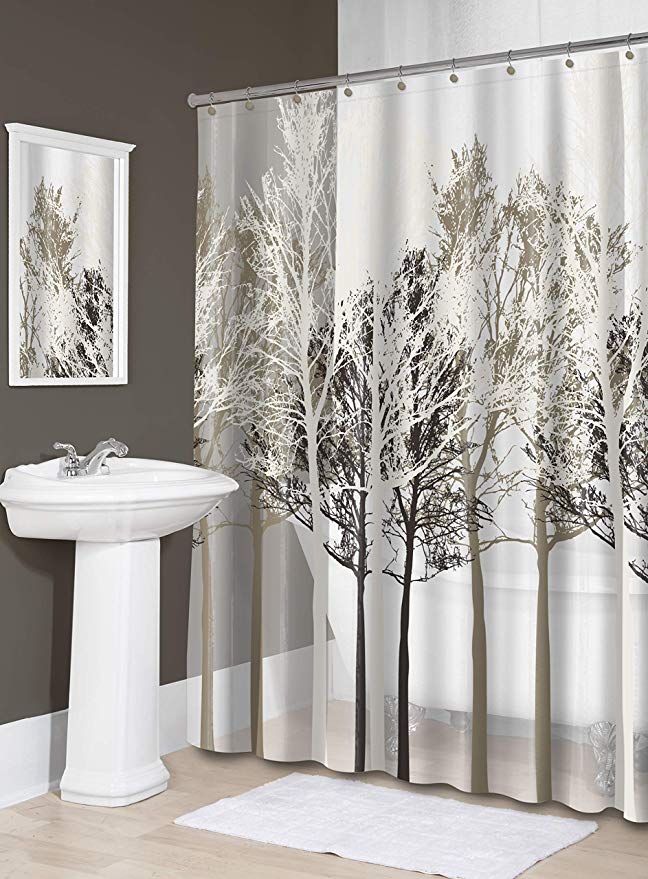 Splash Home Peva 5G Forest Shower Curtain Liner Design for Bathroom Showers & Bathtubs-Free of PVC Chlorine & Chemical Smell-100% Waterproof, 72 X 70"-Beige