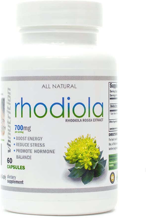 VH Nutrition | Rhodiola Rosea Supplement | 700 mg Rhodiola Root Pills to Improve Energy, Mood, and Focus | Adrenal Support and Cortisol Manager | 60 Day Supply