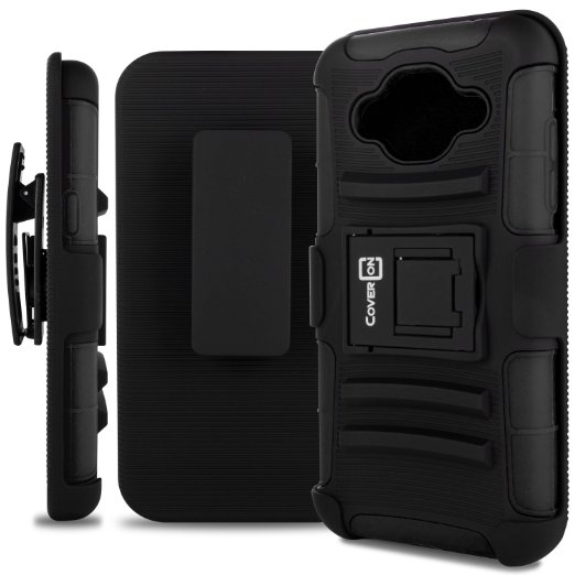 Galaxy J3 V Case, Galaxy J3 Case (2016), CoverON® [Explorer Series] Holster Hybrid Armor Belt Clip Hard Phone Case for Samsung Galaxy J3 V / J3 (2016) - Black