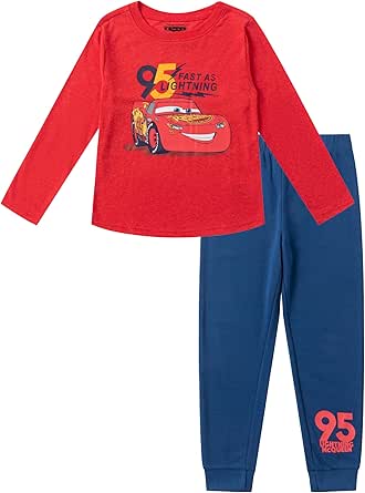 Disney Cars Lightning McQueen Boys Long Sleeve Sweatshirt and Pants Set for Toddlers and Big Kids