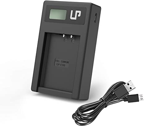 LP LP-E10 Battery Charger (LCD Display, USB Charging Port), Compatible with Canon EOS Rebel T7, T6, T5, T3, T100, 4000D, 3000D, 2000D, 1500D, 1300D, 1200D, 1100D &More (Not for T3i T5i T6i T6s T7i)