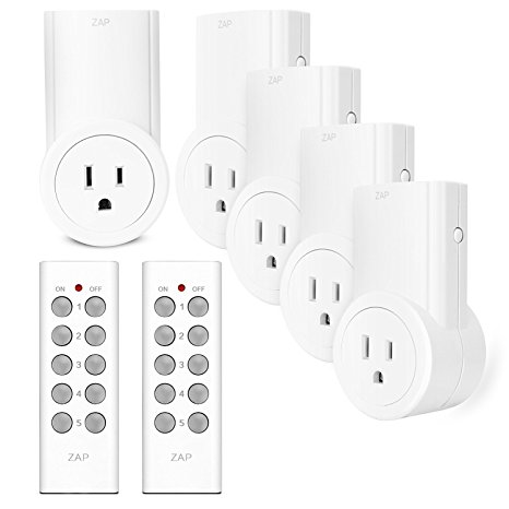 Etekcity Wireless Remote Control Plug Electrical Outlet Switch for Household Appliances, Smart outlet Wireless Remote Light Switch, White (Learning Code, 5Rx-2Tx)