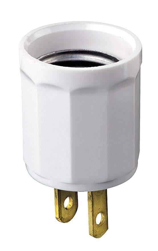 Leviton 61-W 660W 125V Polarized Outlet-to-Lampholder Adapter, White