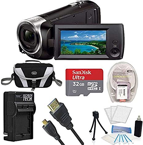 Sony Handycam CX405 Flash Memory Full HD Camcorder Bundle with 32GB Memory Card, Camera Bag, HDMI Cable, and Accessories (8 Items)