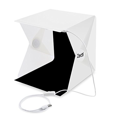 Photo Light Box, Zecti Light Tent with Black and White Backdrop for Smartphone and DSLR Photo Tent for Photography 9.4 x 9.4 Inch