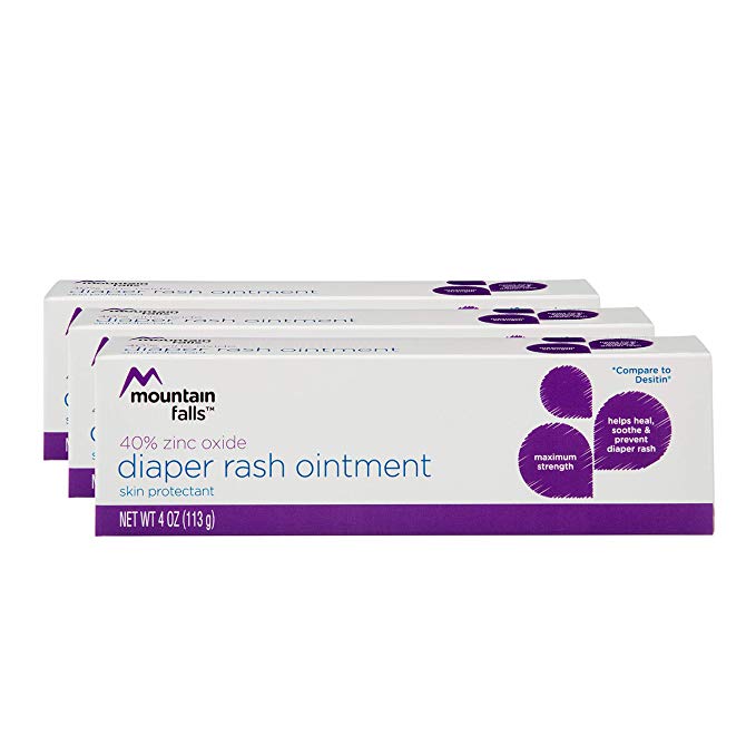 Mountain Falls Diaper Rash Ointment Skin Protectant, 40% Zinc Oxide, Maximum Strength, 4 Ounce (3 pack)