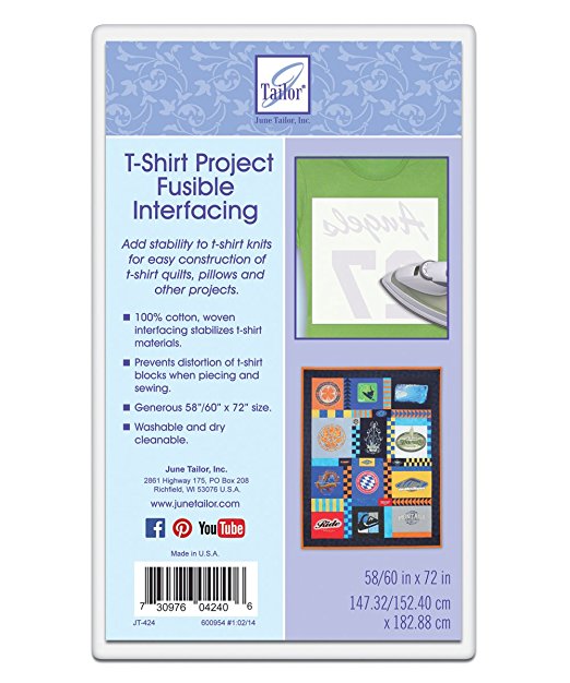 June Tailor T-Shirt Project Fusible Interfacing, 60 by 72-Inch, White