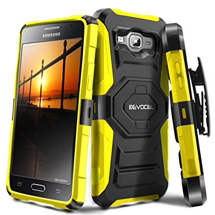 Evocel® Galaxy J3 / Galaxy Amp Prime [New Generation] Rugged Holster Dual Layer Case [Kickstand][Belt Swivel Clip] For Samsung Galaxy J3 / Galaxy Amp Prime, Yellow (EVO-SAMJ3-XX15)