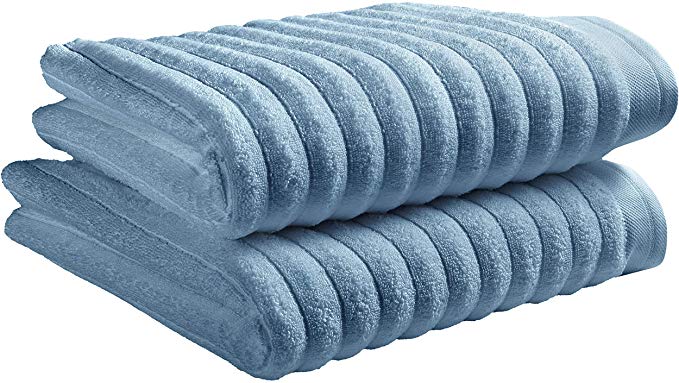 Rivet Chunky Rib Casual Bath Towel - Set of 2, 54 x 30 Inch, Coronet Blue