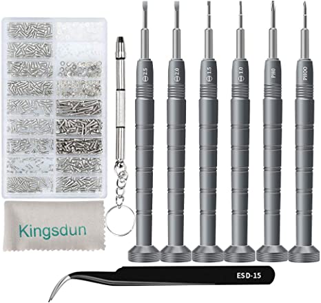 Eyeglass Repair Tool Kit, Kingsdun Glasses Precision Screwdriver Set with Eyeglass Screws Kit and Curved Tweezer in Assorted Size for Eyeglass, Sunglass, Spectacles & Watch Repair