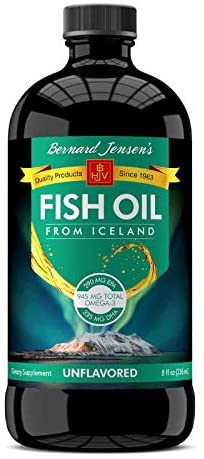 Bernard Jensen Unflavored Liquid Fish Oil 8 Ounces | Excellent Source of Omega-3