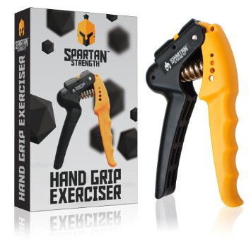 Hand Grip Strengthener SPARTAN STRENGTH * Premium Hand Gripper Exerciser Trainer * FREE Workout Guide * 4 Adjustable Resistance Levels