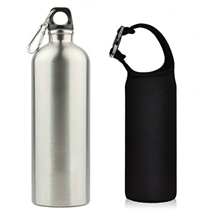 Sportszu Aluminum Sports Water Bottle, Including Water Bottle Pouch, 17oz(500mL)