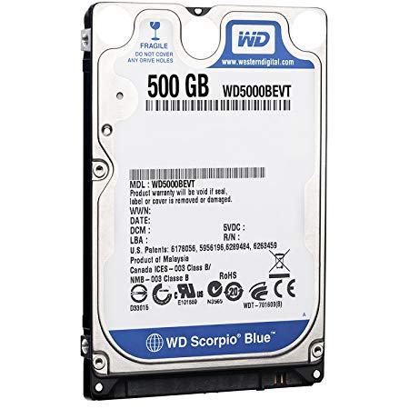 Western Digital Scorpio Blue 500 GB Bulk/OEM Hard Drive 2.5 Inch, 8 MB Cache, 5400 RPM SATA II WD5000BEVT