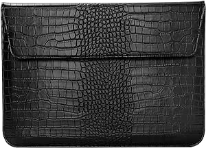 MOSISO Laptop Sleeve Compatible with MacBook Air/Pro,13-13.3 inch Notebook,Compatible with MacBook Pro 14 inch M3 A2918 A2992 M2 A2779 A2442 M1, Crocodile Grain PU Leather Flap Case Bag, Black