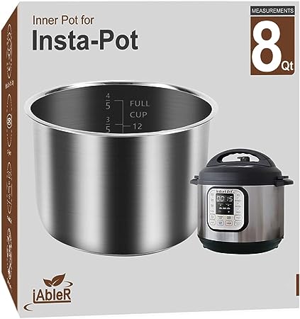 iAbler IP-Stainless Steel Inner Pot 8Qt for Instant Pot - Replacement Pot for InstaPot Cooking Pot Stainless Steel Nonstick Pot for IP-DUO, IP-LUX, IP-CSG, IP-ULTRA, IP-Pro 8 Quart