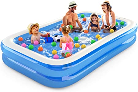 Jasonwell Inflatable Swimming Pool Above Ground Pool for Kids Toddlers Baby Adults Family Inflatable Pool Kiddie Pool for Outdoor Backyard Infant Children Boys Girls (Blue, 305x183x50cm)