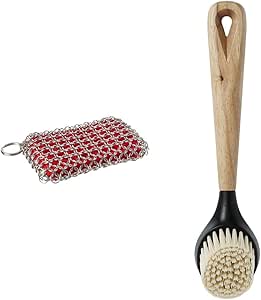 Lodge ACM10R41 Scrubbing pad, One, Red & SCRBRSH Scrub Brush, 10-Inch