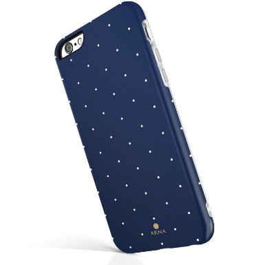 iPhone 6 6s case polka dots, Akna® New Glamour Series [All New Design] Flexible Soft TPU cover with Fabulous Glossy Pattern for iPhone 6 & iPhone 6s (4.7"iPhone) [Royal Blue Polka Dots](U.S)