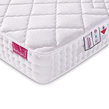 DOSLEEPS Double Mattress 4FT6 9-Zone Pocket Sprung Mattress with Memory Foam and Tencel Fabric - Orthopaedic Mattress - Thickness:8.7 Inch,White