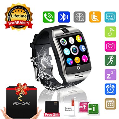 Bluetooth Smart Watch Touchscreen with Camera,Unlocked Watch Cell Phone with Sim Card Slot,Smart Wrist Watch,Waterproof Smartwatch Phone for Android Samsung IOS Iphone 7 6S Men Women Kids (Silver, L)