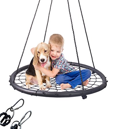 LaTazas Extra Large 40" Diameter Kids Web Net Swing Height Adjustable, Easy Installation Tree Swing Set for Playground Indoor and Outdoor(Including 2 Carabiners Free)