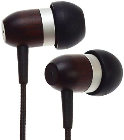 Symphonized GLXY Premium Genuine Wood In-ear Noise-isolating Headphones with Mic and Nylon Cable Ebony