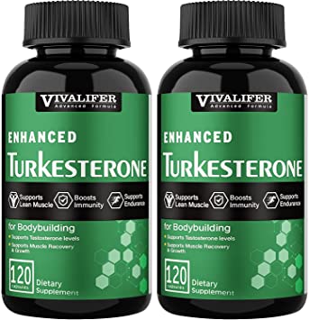 Turkesterone 1000mg, 2 Pack Muscle Building and Mood Boost, Male Strength Enhancer and Immune Supplement - 120 Vegan Capsules