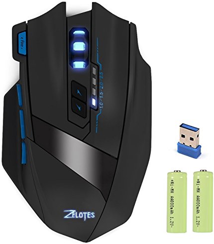 Wireless Computer Gaming Mouse, ECHTPower 2.4G Professional Laser Optical Gaming Mice USB Wired Gamer Mouse with Adjustable 2500DPI for Gamer PC Game Laptop Desktop Notebook, Rechargable, LED