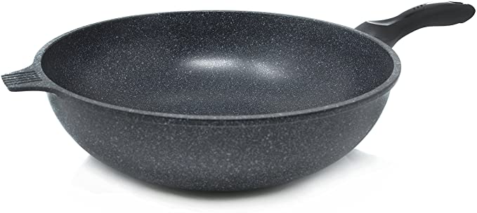 Alpha Nonstick Marble Stone Coating Wok Pan, 13.4-Inch PFOA Free