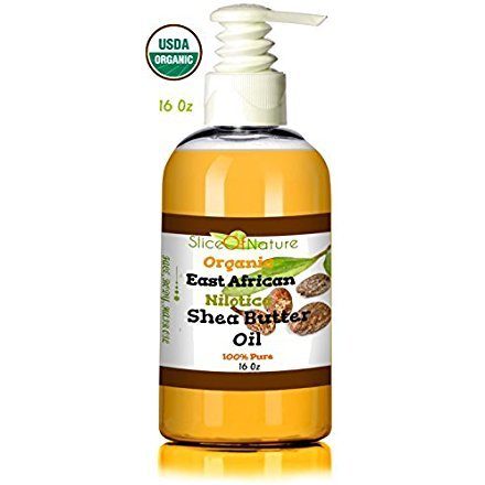 Slice Of Nature Organic 100% Pure Shea Butter Oil East African Nilotica Shea- Luxurious, Creamy, Extremely Hydrating for Face Body Hair USDA certified 16 oz